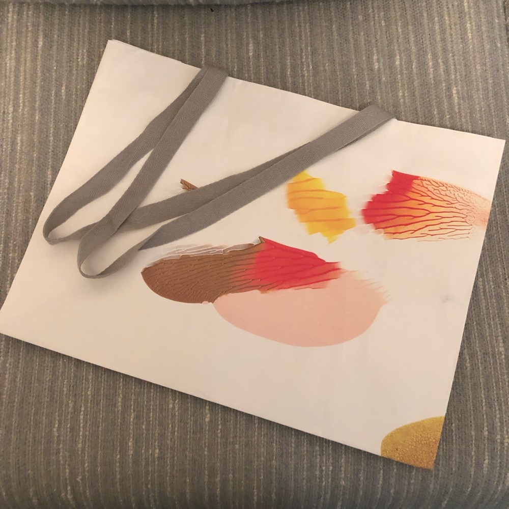 Anthropologie tote bag paper shopping Disney gray twill ribbon handles white red - Picture 3 of 6